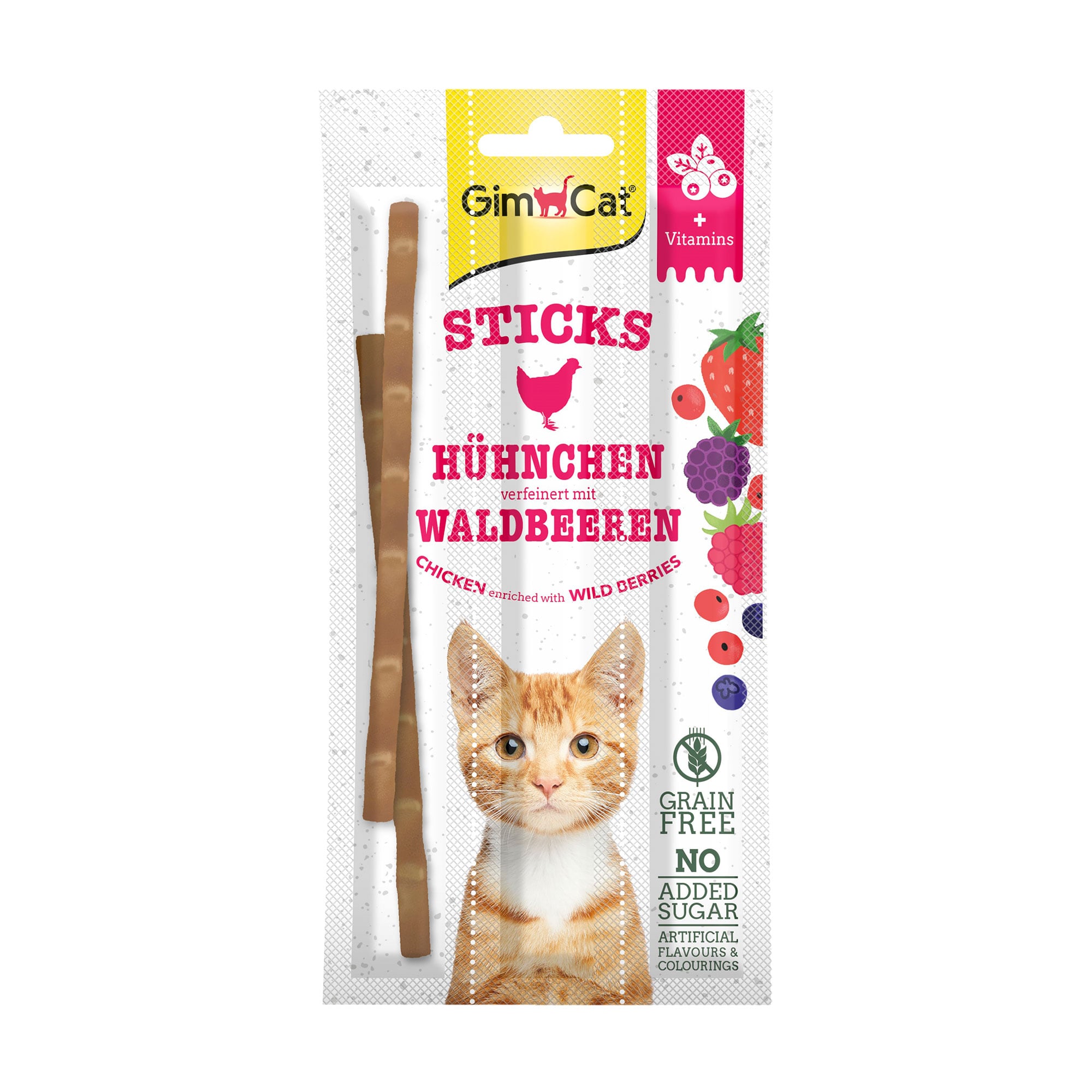 Уцінка! Ласощі для кошенят GimCat Sticks Палички з куркою та лісовими ягодами, 3 шт